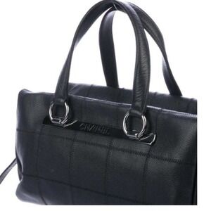 Chanel Vintage Square Quilt LAX Bowler Black Caviar Leather Handbag Top Handle